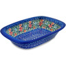 Polish Pottery Rectangular Baker with Handles 11&quot; Rose Garden UNIKAT