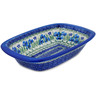 Polish Pottery Rectangular Baker with Handles 11&quot; Twilight Tulip Tapestry