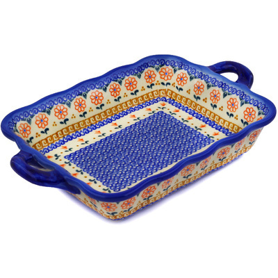 Polish Pottery Rectangular Baker with Handles 12&quot; Amarillo