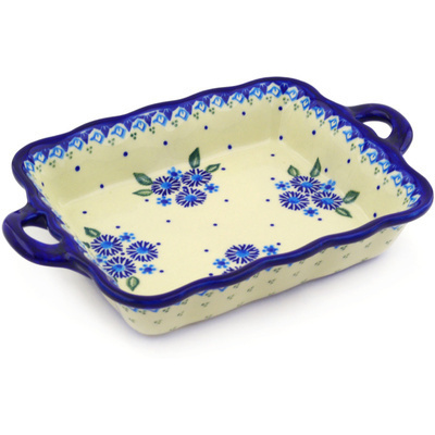 Polish Pottery Rectangular Baker with Handles 12&quot; Aster Patches