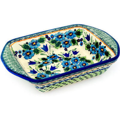 Polish Pottery Rectangular Baker with Handles 12&quot; Evangeline UNIKAT