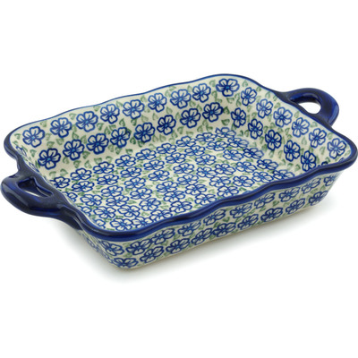 Polish Pottery Rectangular Baker with Handles 12&quot; Fields Of Glory