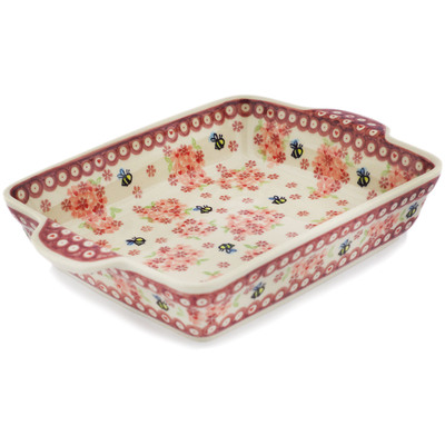Polish Pottery Rectangular Baker with Handles 12" UNIKAT