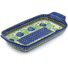 Polish Pottery Rectangular Baker with Handles 13&quot; Cobalt Poppies UNIKAT