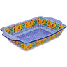 Polish Pottery Rectangular Baker with Handles 13" Enchanted Spring UNIKAT
