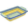 Polish Pottery Rectangular Baker with Handles 13&quot; Grecian Sea