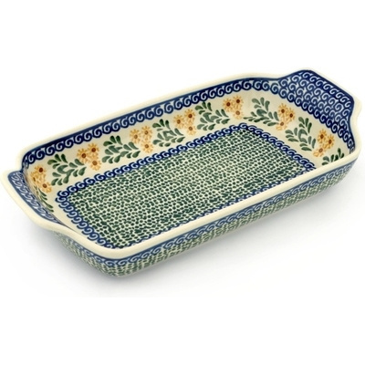 Polish Pottery Rectangular Baker with Handles 13&quot; Summer Day
