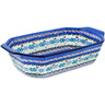 Polish Pottery Rectangular Baker with Handles 14&quot; Blooming Blues