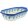 Polish Pottery Rectangular Baker with Handles 14&quot; Blue Grapevine