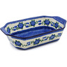 Polish Pottery Rectangular Baker with Handles 14&quot; Blue Poppies
