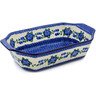 Polish Pottery Rectangular Baker with Handles 14" Blue Poppies