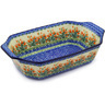 Polish Pottery Rectangular Baker with Handles 14" Crimson Bells