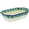 Polish Pottery Rectangular Baker with Handles 14&quot; Green Flora