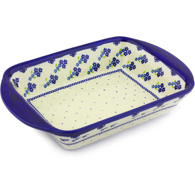 Polish Pottery Rectangular Baker with Handles 14"