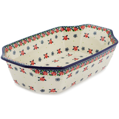 Polish Pottery Rectangular Baker with Handles 14"