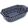 Polish Pottery Rectangular Baker with Handles 14" Hypnotic Hearts