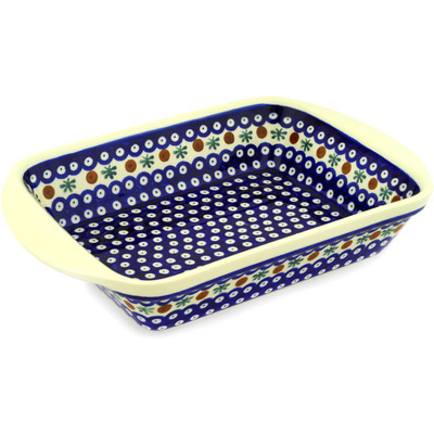 Polish Pottery Rectangular Baker with Handles 14&quot; Mosquito