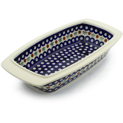 Polish Pottery Rectangular Baker with Handles 14&quot; Mosquito