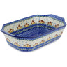 Polish Pottery Rectangular Baker with Handles 14" Toadstool Mushroom Trio