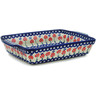 Polish Pottery Rectangular Baker with Handles 15&quot; Blue Eye Spring