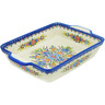 Polish Pottery Rectangular Baker with Handles 15&quot; Bouquet In Bloom UNIKAT