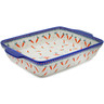 Polish Pottery Rectangular Baker with Handles 15&quot; Carrot Delight