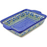 Polish Pottery Rectangular Baker with Handles 15" Fresh Flora