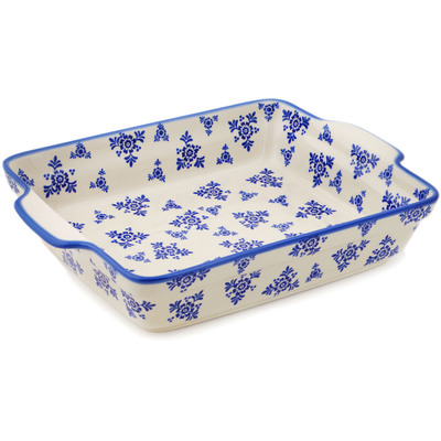 Polish Pottery Rectangular Baker with Handles 15&quot;