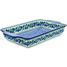 Polish Pottery Rectangular Baker with Handles 15&quot; Limeberry