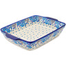 Polish Pottery Rectangular Baker with Handles 15" Pansy Dawn