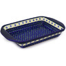 Polish Pottery Rectangular Baker with Handles 16&quot; Green Gingham Peacock