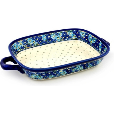 Polish Pottery Rectangular Baker with Handles 18&quot; Aura