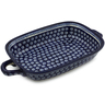 Polish Pottery Rectangular Baker with Handles 18&quot; Cobalt Swirl