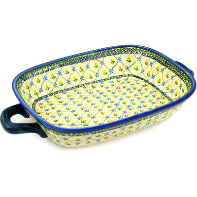 Polish Pottery Rectangular Baker with Handles 18" Princess Royal