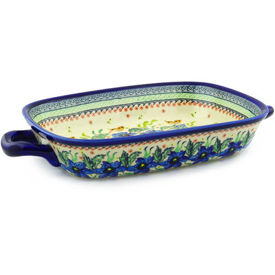 Polish Pottery Rectangular Baker with Handles 18" Summer Splendor UNIKAT