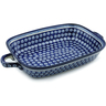 Polish Pottery Rectangular Baker with Handles 19&quot; Cobalt Swirl