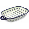 Polish Pottery Rectangular Baker with Handles 19&quot; Gingham Trellis
