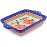 Polish Pottery Rectangular Baker with Handles 9&quot; Bold Poppies UNIKAT