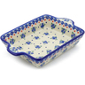 Polish Pottery Rectangular Baker with Handles 9" Daisy Dollops