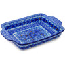 Polish Pottery Rectangular Baker with Handles 9&frac12;-inch Deep Winter UNIKAT