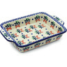 Polish Pottery Rectangular Baker with Handles 9&frac12;-inch Fire Cracker