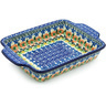 Polish Pottery Rectangular Baker with Handles 9&frac12;-inch Lovely Motif UNIKAT