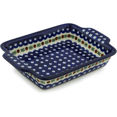 Polish Pottery Rectangular Baker with Handles 9&frac12;-inch Mosquito