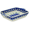 Polish Pottery Rectangular Baker with Handles 9&quot; Peacock Pines