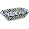 Polish Pottery Rectangular Baker with Handles 9&frac12;-inch Polka Dot Delight