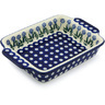 Polish Pottery Rectangular Baker with Handles 9" Springing Calendulas