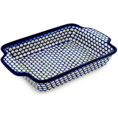 Polish Pottery Rectangular Baker with Handles 9&frac12;-inch Stepping Stones