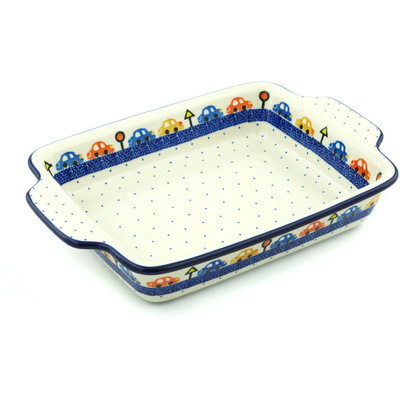 Polish Pottery Rectangular Baker with Handles 9&frac12;-inch Stop N Gotraffic