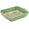 Polish Pottery Rectangular Baker with Handles 9" Tulip Ring