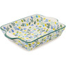 Polish Pottery Rectangular Baker with Handles 9&quot; Zesty Zielony